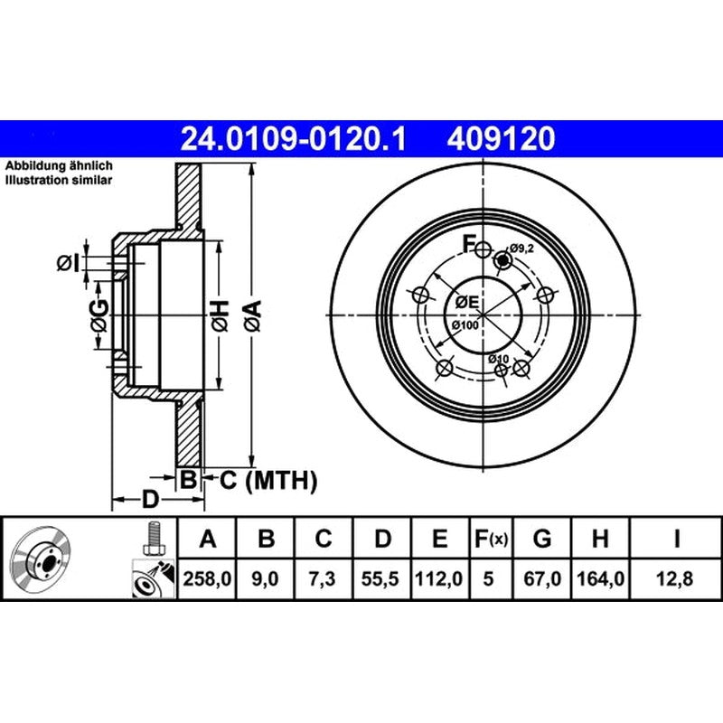 Disc frana 24.0109-0120.1 ATE