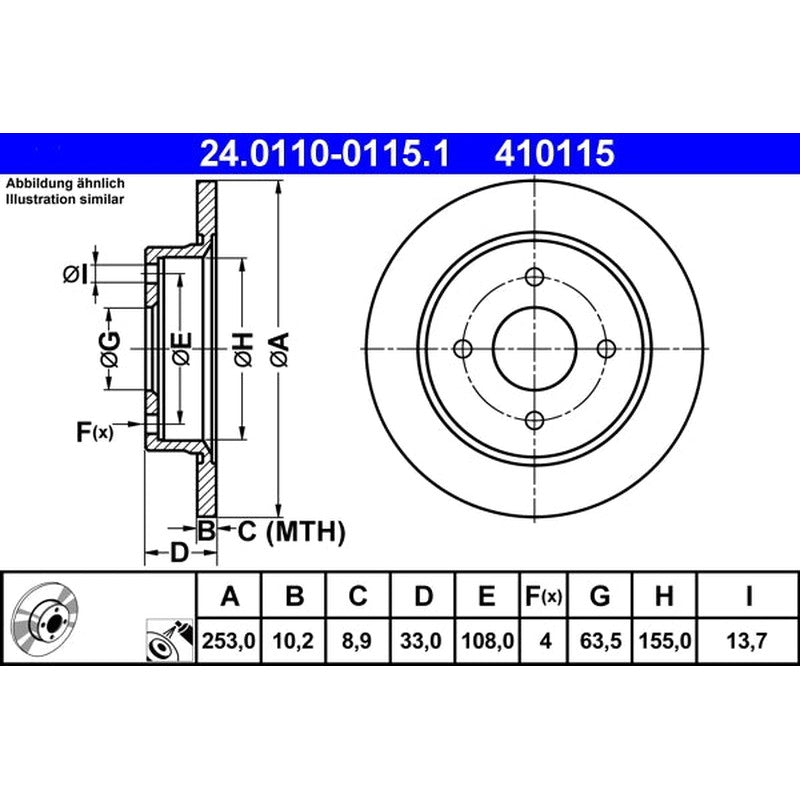 Disc frana 24.0110-0115.1 ATE