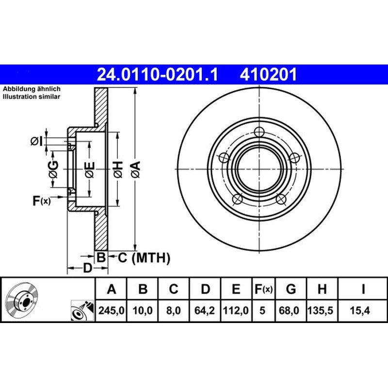Disc frana 24.0110-0201.1 ATE
