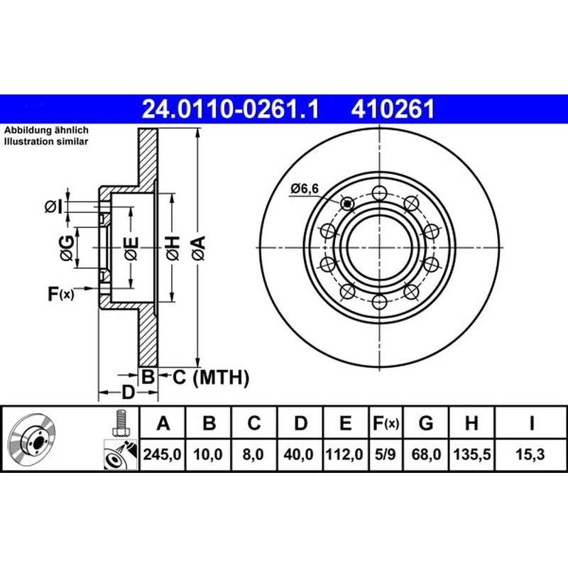 Disc frana 24.0110-0261.1 ATE