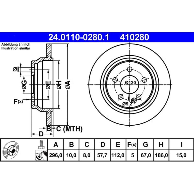Disc frana 24.0110-0280.1 ATE