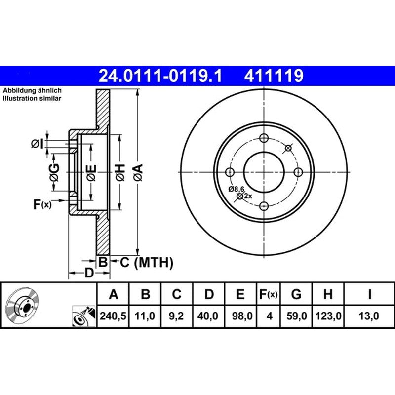Disc frana 24.0111-0119.1 ATE