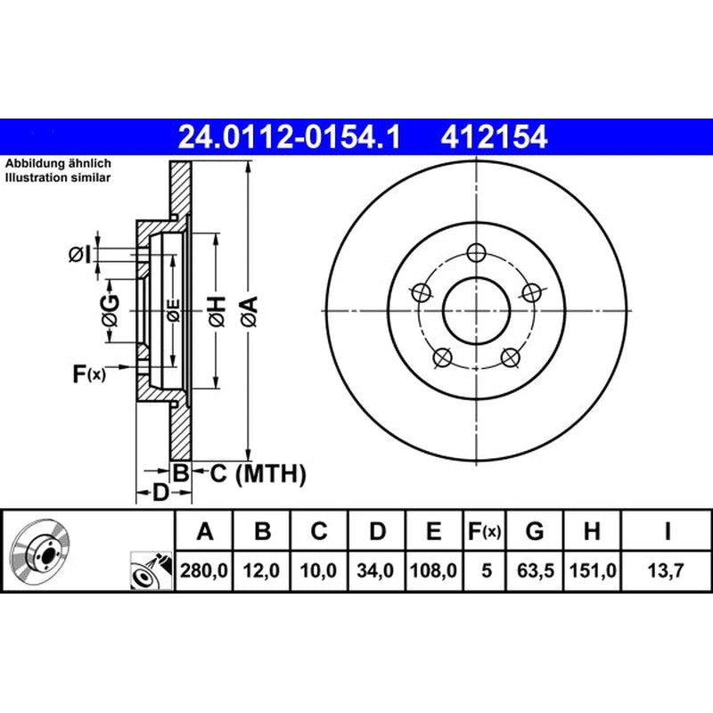 Disc frana 24.0112-0154.1 ATE