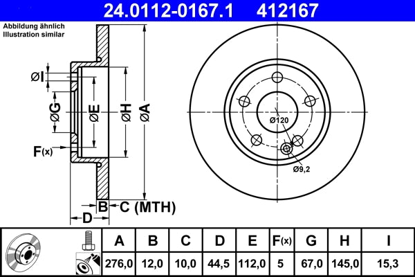 Disc frana ATE 24.0112-0167.1