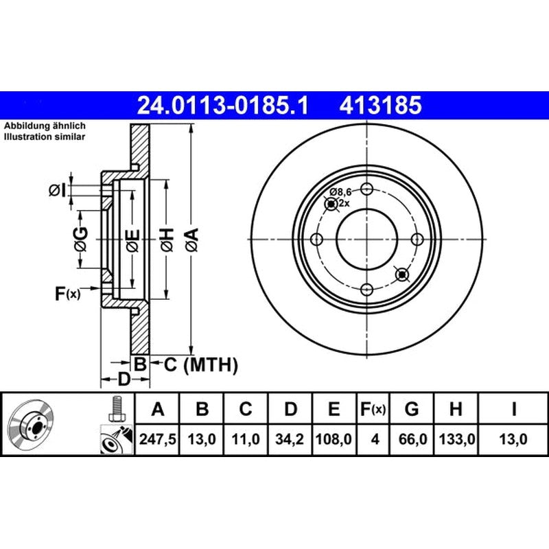 Disc frana 24.0113-0185.1 ATE