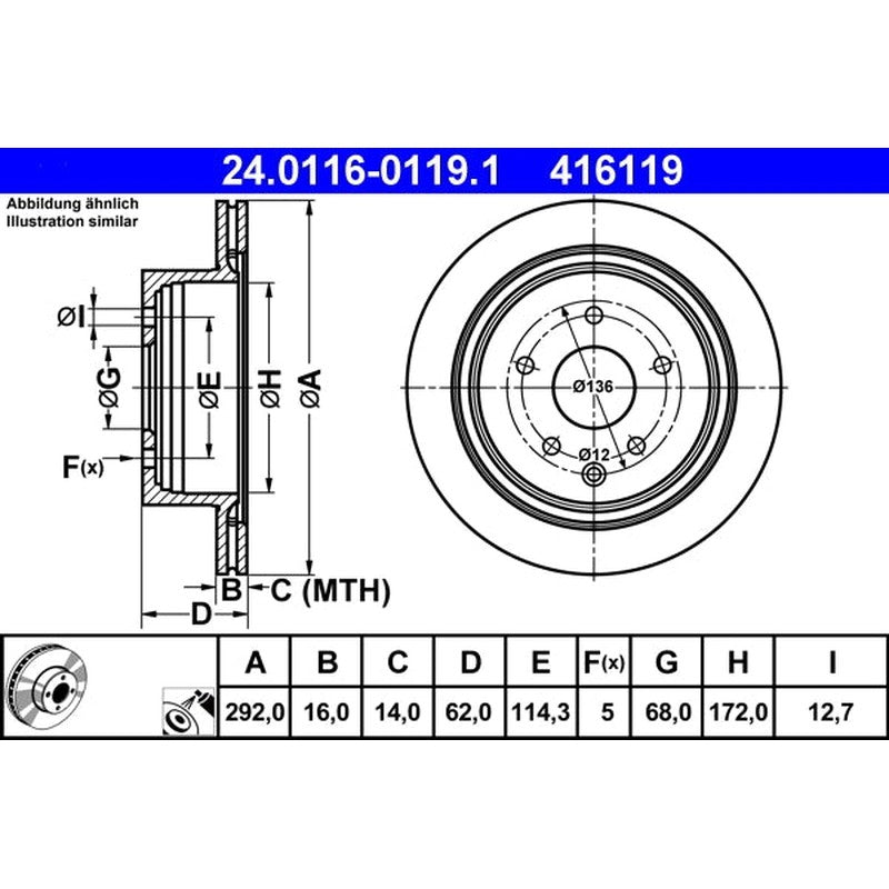 Disc frana 24.0116-0119.1 ATE