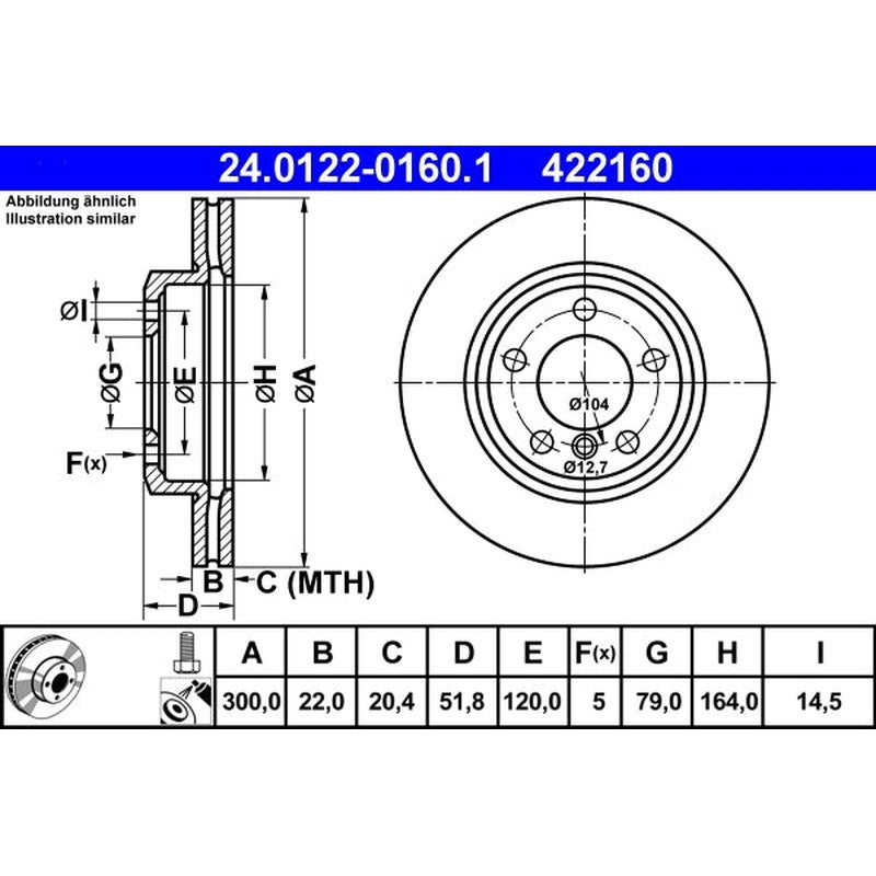 Disc frana 24.0122-0160.1 ATE