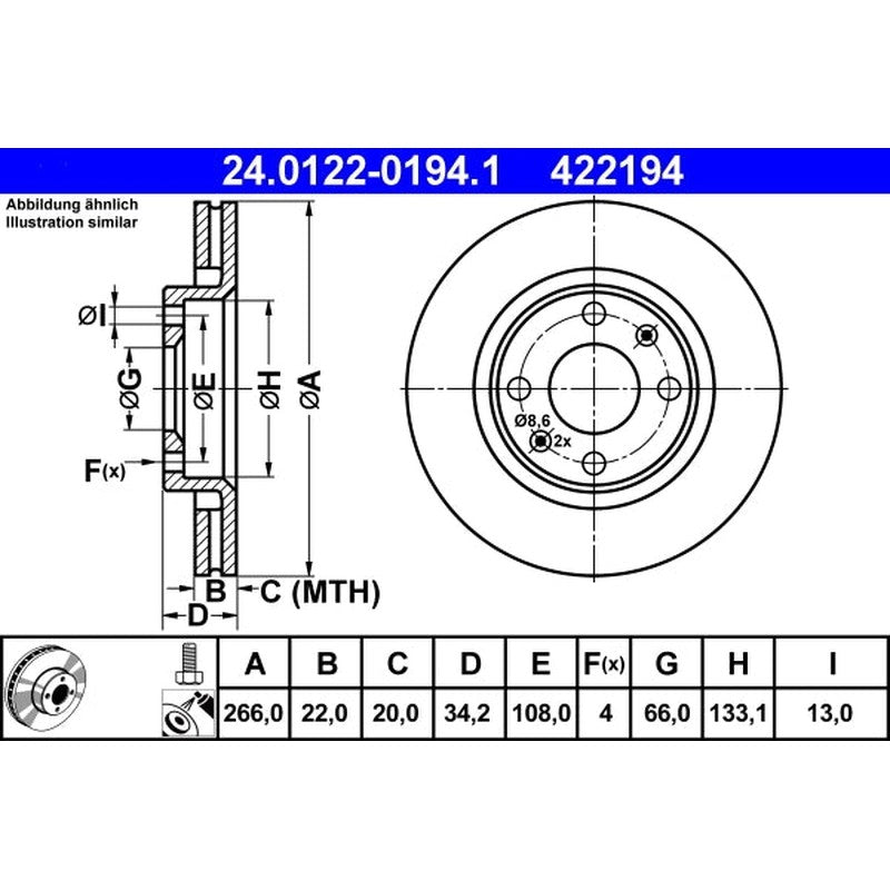 Disc frana 24.0122-0194.1 ATE