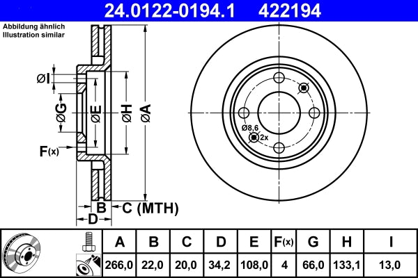 Disc frana ATE 24.0122-0194.1