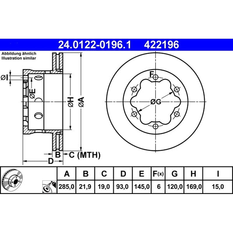 Disc frana 24.0122-0196.1 ATE