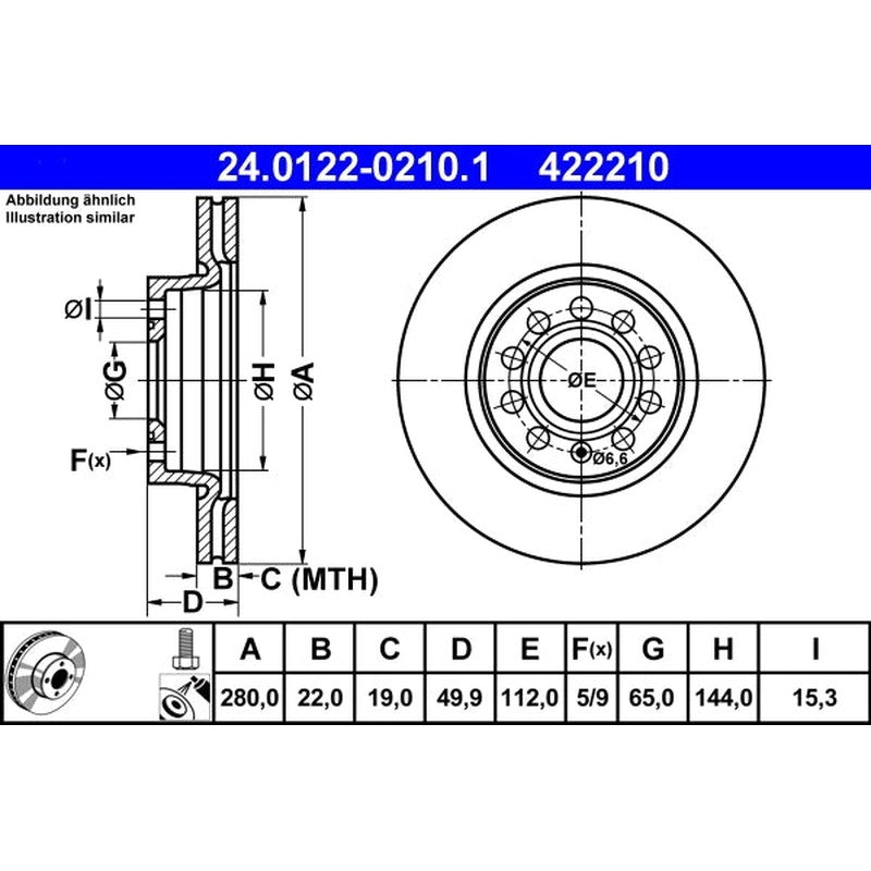 Disc frana 24.0122-0210.1 ATE