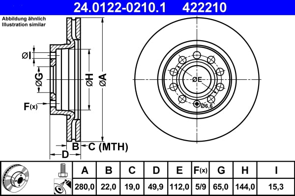 Disc frana ATE 24.0122-0210.1