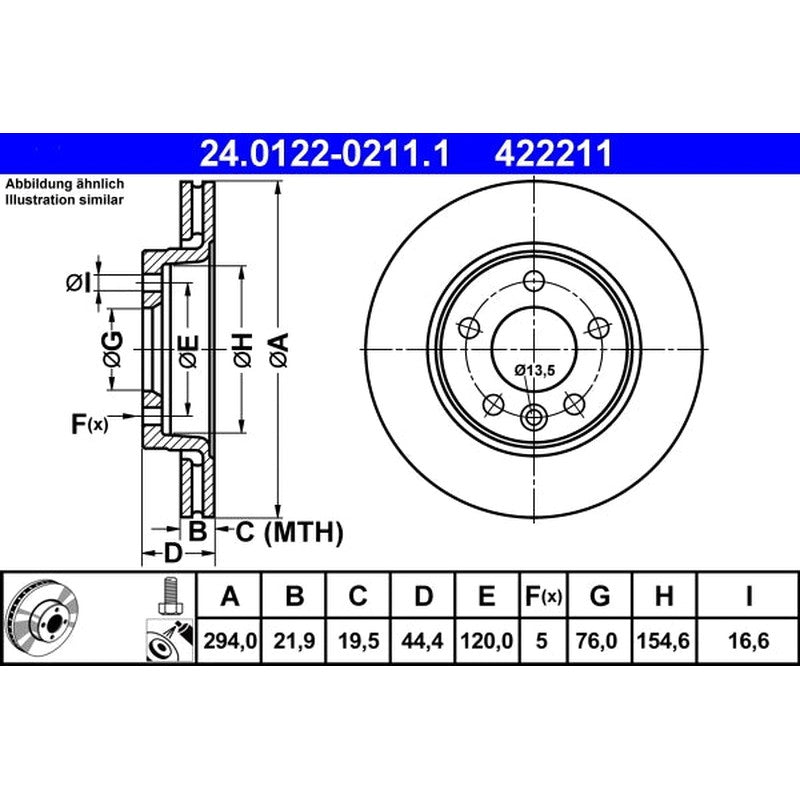 Disc frana 24.0122-0211.1 ATE