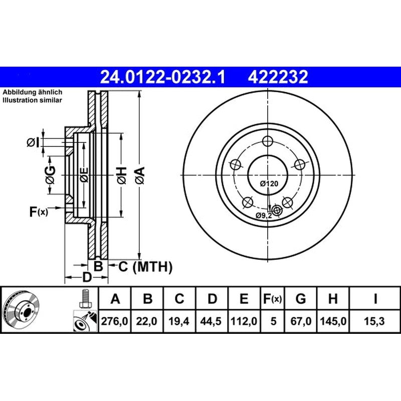 Disc frana 24.0122-0232.1 ATE