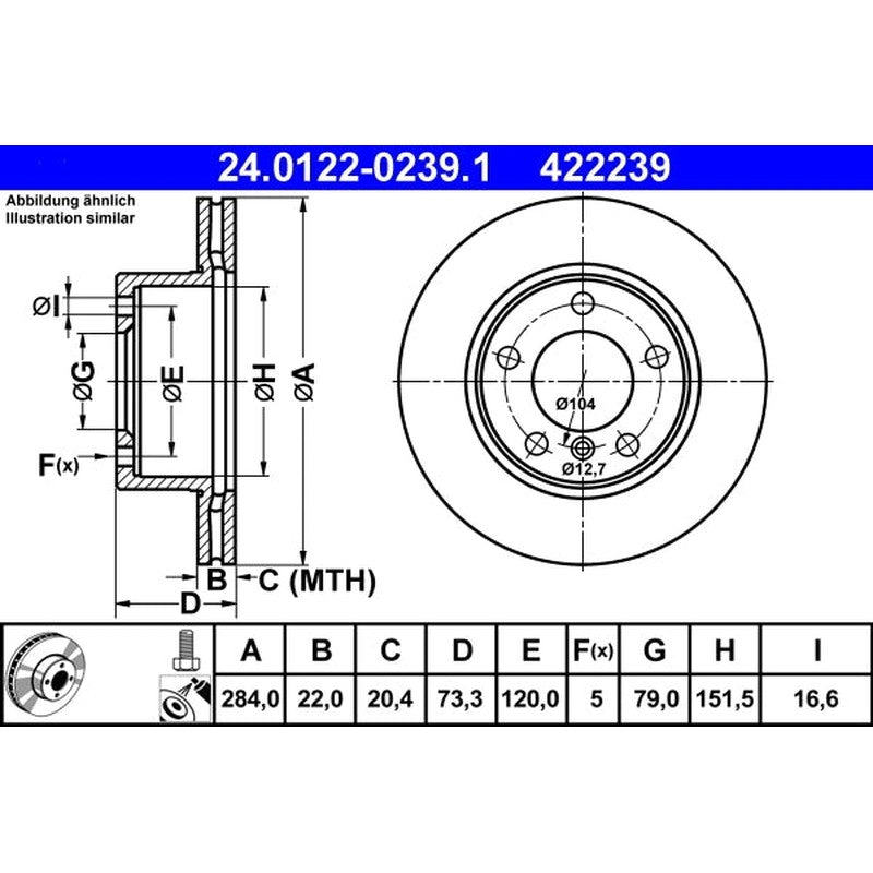Disc frana 24.0122-0239.1 ATE