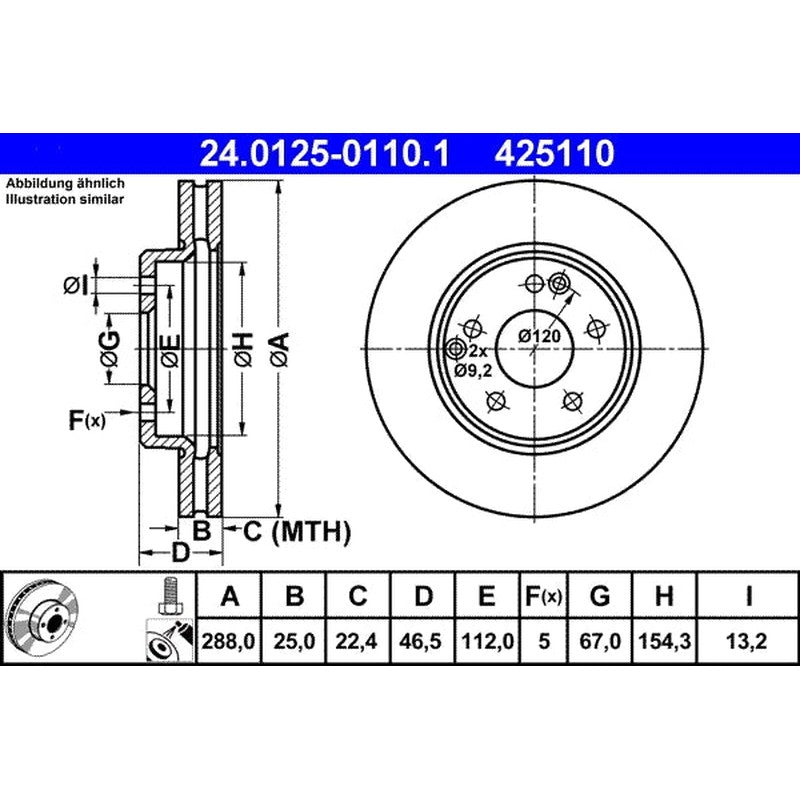 Disc frana 24.0125-0110.1 ATE