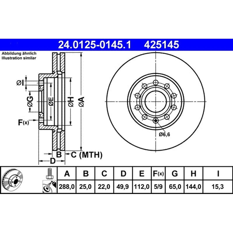 Disc frana 24.0125-0145.1 ATE