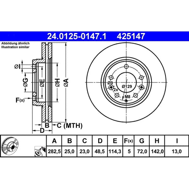 Disc frana 24.0125-0147.1 ATE