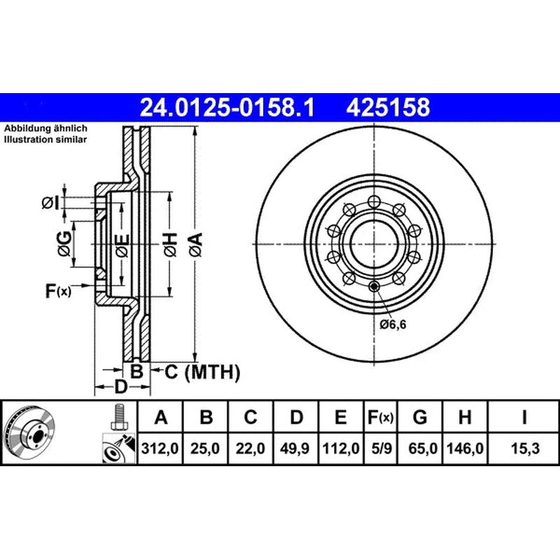 Disc frana 24.0125-0158.1 ATE