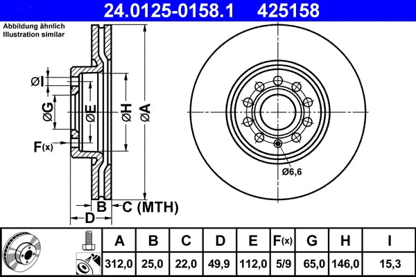 Disc frana ATE 24.0125-0158.1