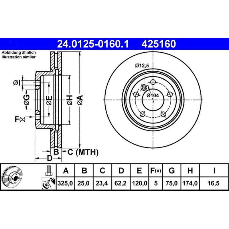 Disc frana 24.0125-0160.1 ATE