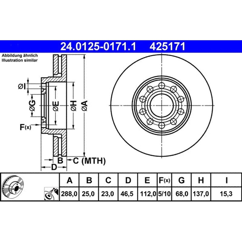 Disc frana 24.0125-0171.1 ATE