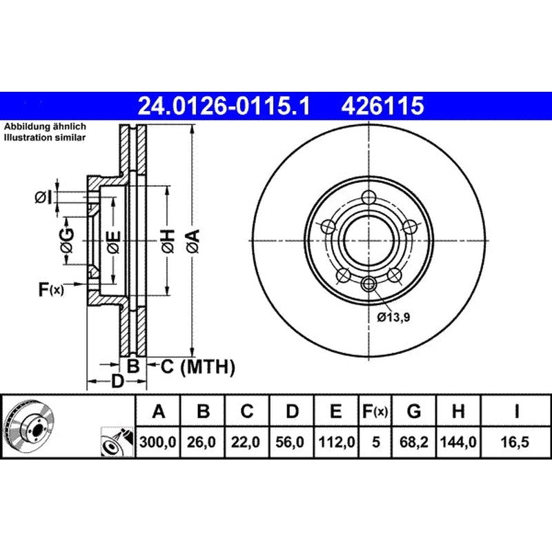 Disc frana 24.0126-0115.1 ATE
