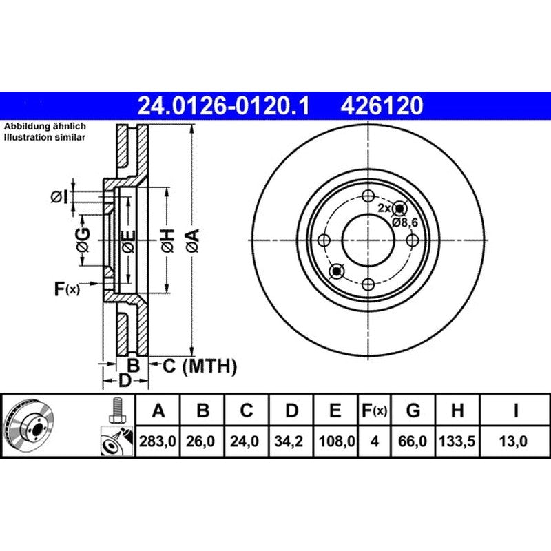 Disc frana 24.0126-0120.1 ATE
