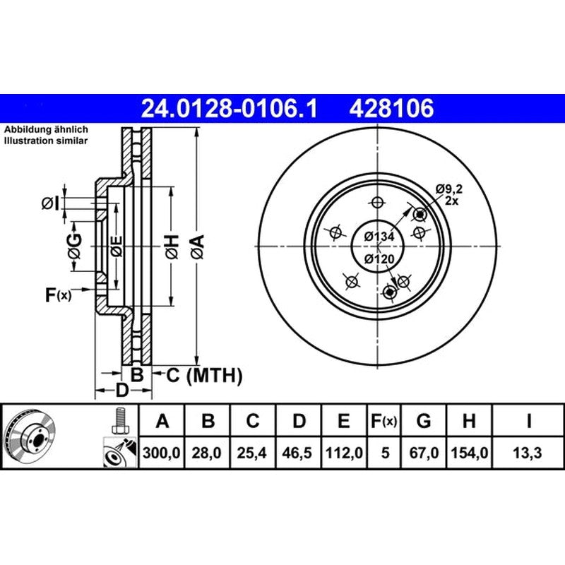 Disc frana 24.0128-0106.1 ATE