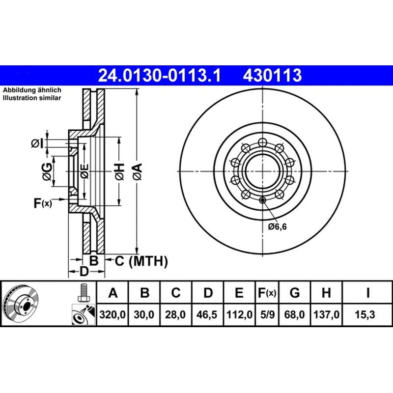 Disc frana 24.0130-0113.1 ATE