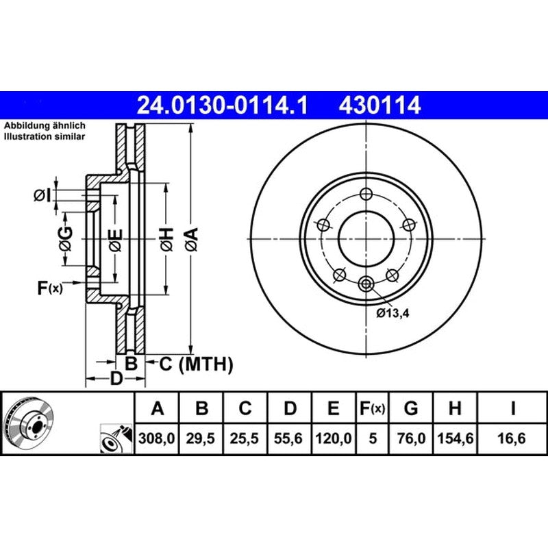 Disc frana 24.0130-0114.1 ATE