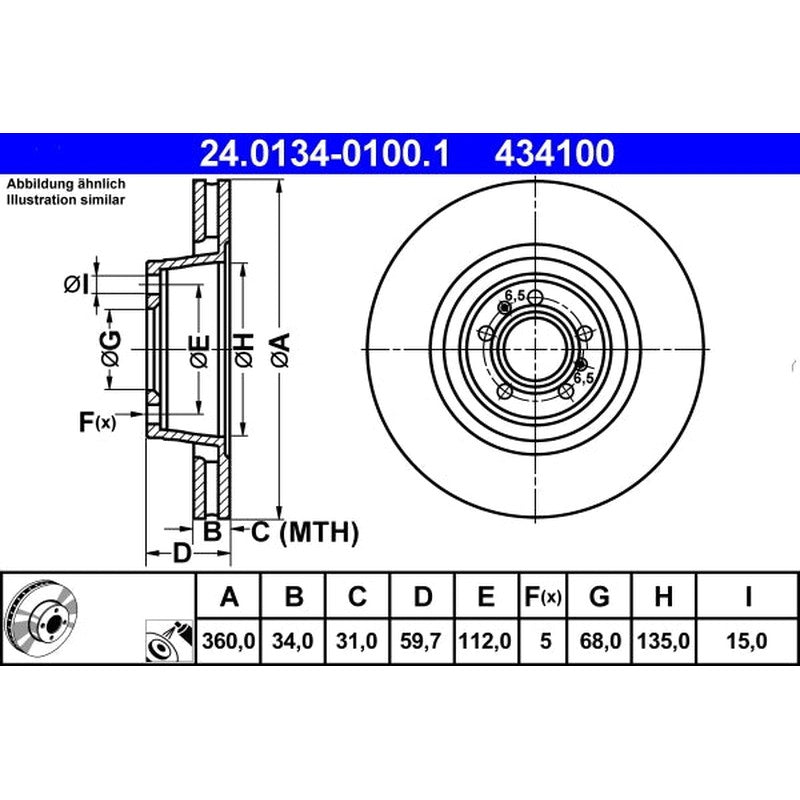 Disc frana 24.0134-0100.1 ATE