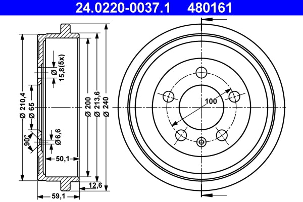 Tambur frana ATE 24.0220-0037.1