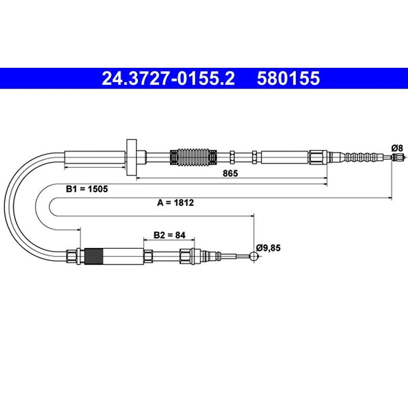 Cablu, frana de parcare 24.3727-0155.2 ATE