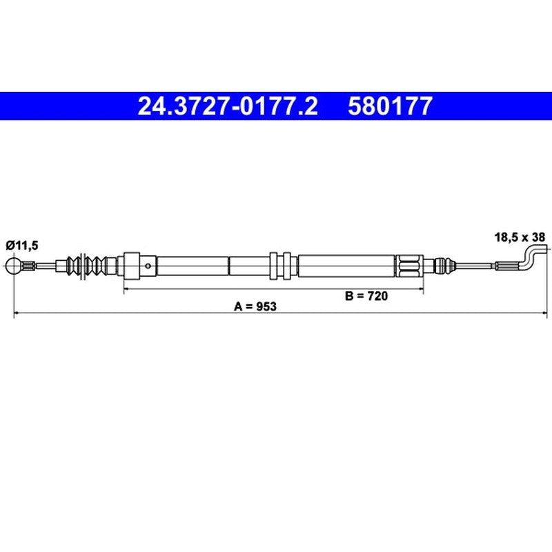 Cablu, frana de parcare 24.3727-0177.2 ATE