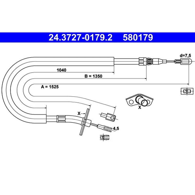 Cablu, frana de parcare 24.3727-0179.2 ATE