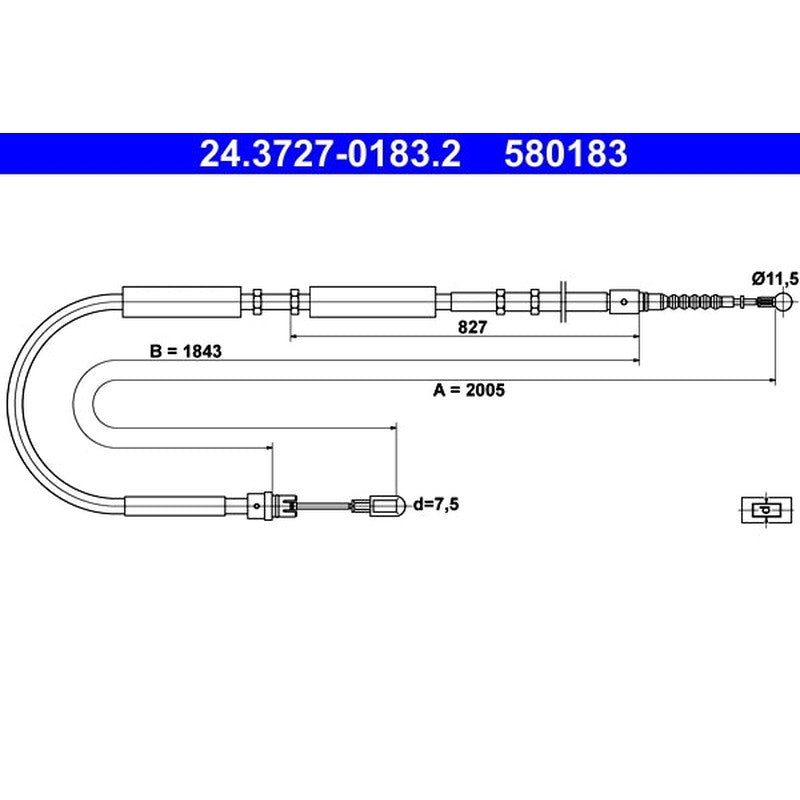 Cablu, frana de parcare 24.3727-0183.2 ATE
