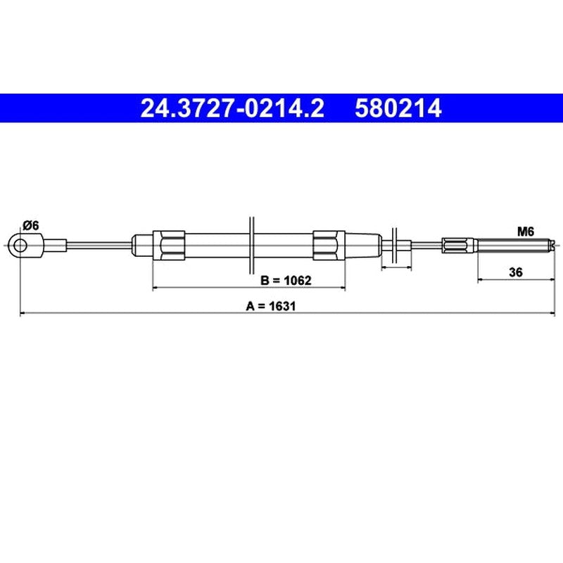 Cablu, frana de parcare 24.3727-0214.2 ATE