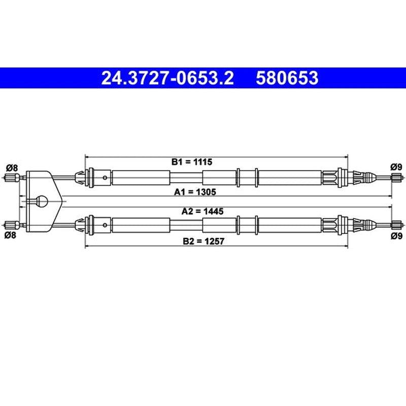 Cablu, frana de parcare 24.3727-0653.2 ATE