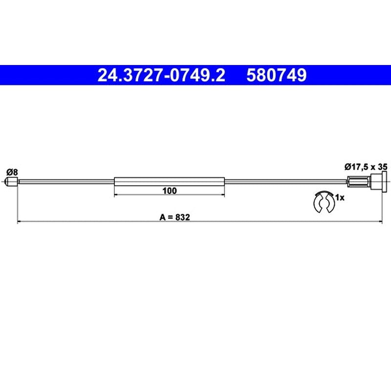 Cablu, frana de parcare 24.3727-0749.2 ATE