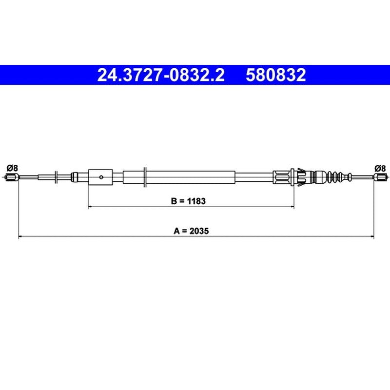 Cablu, frana de parcare 24.3727-0832.2 ATE