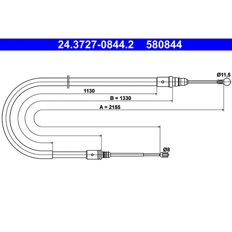 Cablu, frana de parcare 24.3727-0844.2 ATE