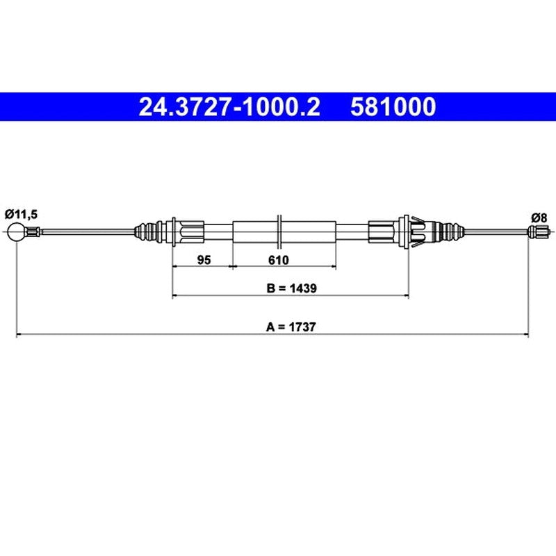Cablu, frana de parcare 24.3727-1000.2 ATE
