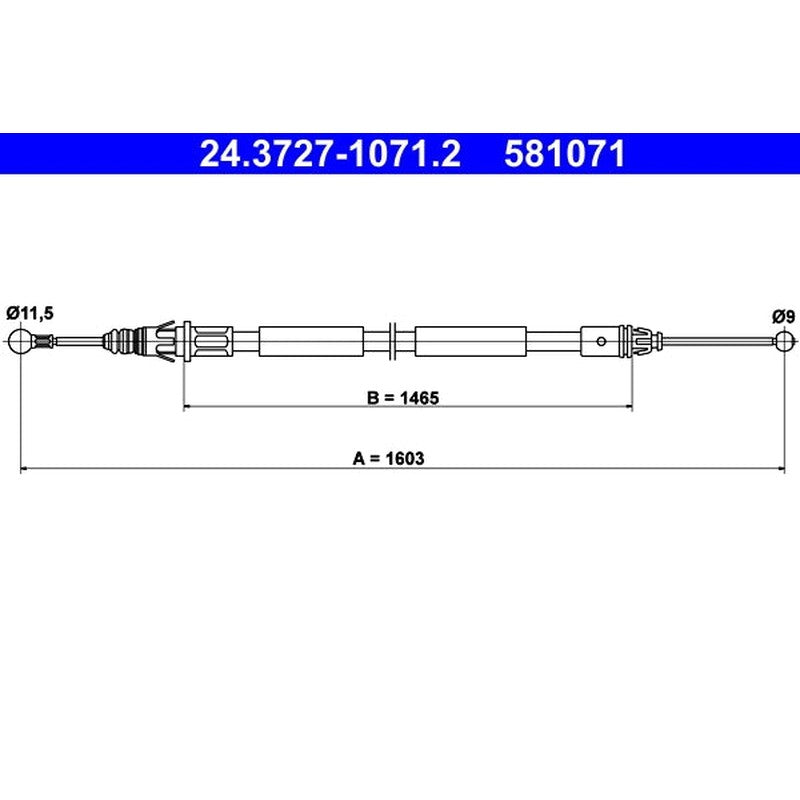 Cablu, frana de parcare 24.3727-1071.2 ATE