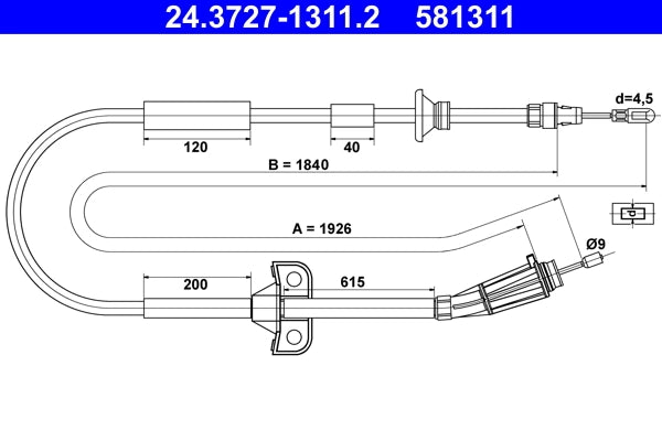 Cablu frana de mana ATE 24.3727-1311.2