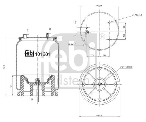 Burduf, suspensie pneumatica 101281 FEBI BILSTEIN