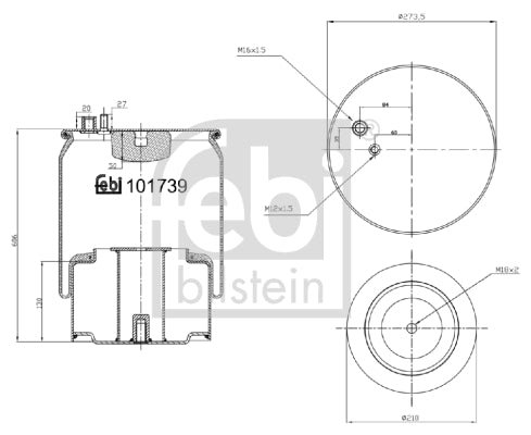 Burduf, suspensie pneumatica 101739 FEBI BILSTEIN