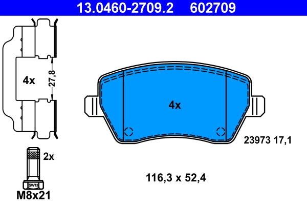 Set placute frana ATE 13.0460-2709.2