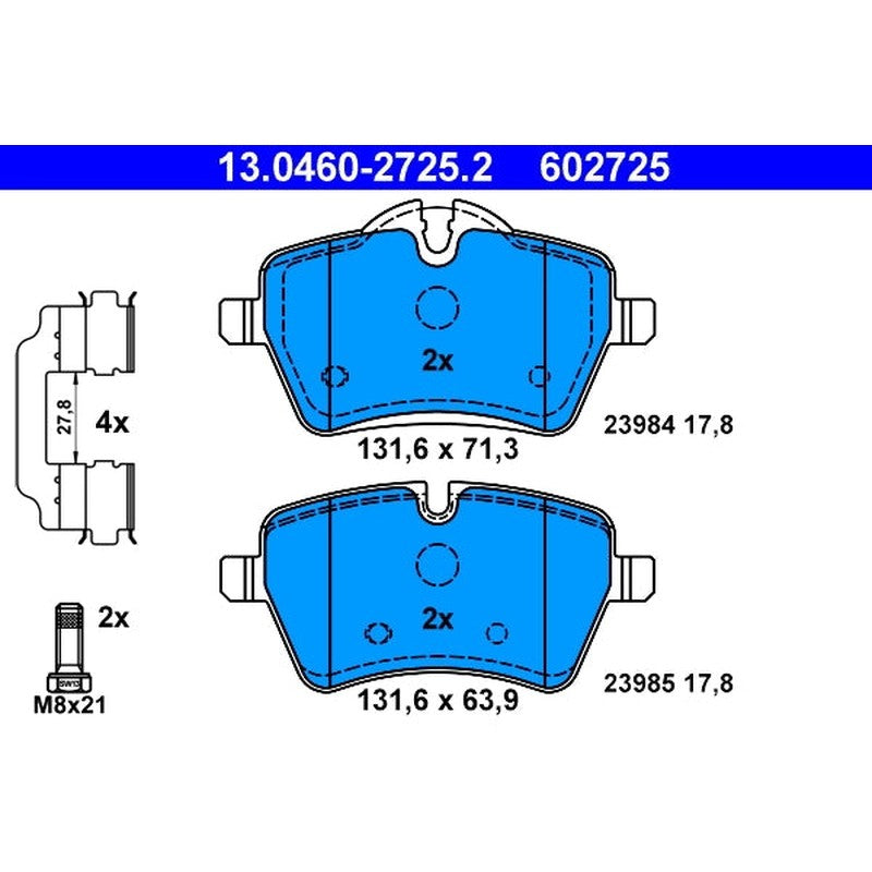 Set placute frana ATE 13.0460-2725.2