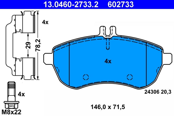 Set placute frana ATE 13.0460-2733.2